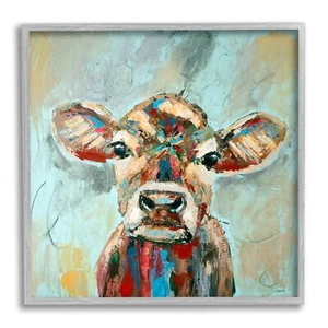 Stupell Industries Brushed Painting Cow Animal Giclee Framed Wall Art, Design... - Picture 1 of 8