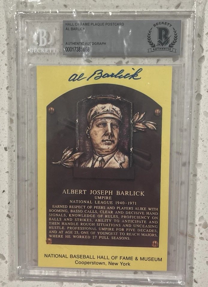 Al Barlick  Autograph GHOF Post Card Beckett Encapsulated - Image 1 of 1