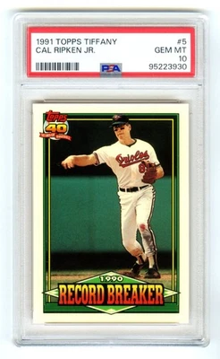 CAL RIPKEN JR.~RARA (POP 99) 1991 TOPPS TIFFANY PSA-10 GEMA-TARJETA COMO NUEVA #5 (ESTUCHE NUEVO) Foto 1 de 2