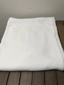 White Cotton Blanket Queen Size Stripes Textured By Cotton Craft 86x100" EUC - Picture 1 of 9