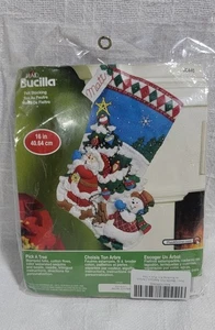 NEW Bucilla Felt Stocking Kit Christmas Craft Santa Snowman Tree Homemade Gift - Picture 1 of 5