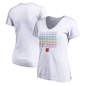 Damen T-Shirt weiß Calgary Flames City Pride V-Ausschnitt - Bild 1 von 3