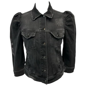 Chaqueta Retrofête ADA DENIM Distressed Puff Manga Larga Negra Para Mujer XS - Imagen 1 de 13