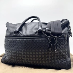 BOTTEGA VENETA Intrecciato Leather Briefcase Business Bag Navy Gray 2Way - Picture 1 of 10
