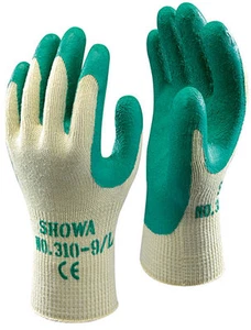 10 paires de gants de préhension SHOWA 310 - revêtement palmier en latex vert jardinage à faire soi-même - Photo 1 sur 4