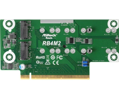 ASRock RB4M2 4x M.2 M2 NVMe Quad SSD zu PCI-Express PCIe x16 Adapter Konverter - Bild 1 von 3