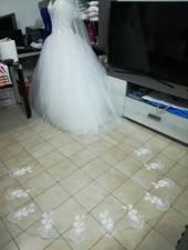 VELO SPOSA BORDO PIZZO DI QUALITÀ LUNGO 3 METRI COLORE AVORIO NUOVO