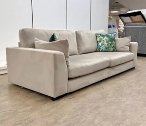 DFS ‘Plush’ 4 Seater Sofa Sensual Velvet Stone Formal Back Modern BRAND NEW - Picture 1 of 6