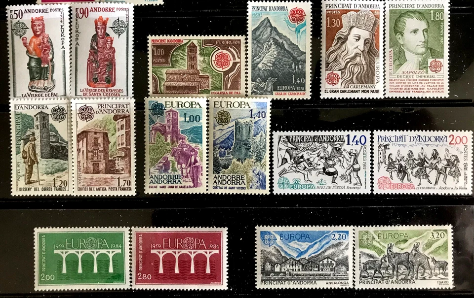Andorra France Europa CEPT Issues. 8 Complete Sets.  MNH  SCV$62 - Image 1 of 1