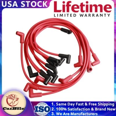 Juego de cables de bujía 8X 4048 de alto rendimiento de 8 mm para Buick Chevy GMC SBC HEI Foto 1 de 4