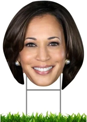 Kamala Harris Head 2024 For President Yard Lawn Sign SMALL size 12'' x 11'' USA