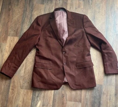 Zanetti Hombre Lana Naranja Marrón Marrón Trabajo Blazer Chaqueta Foto 1 de 4