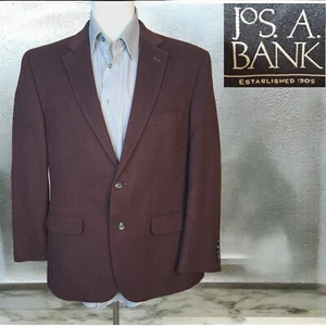 Joseph A Bank Sport Coat Jacket Mens 44R Red Double Vented Silk Wool - Picture 1 of 10