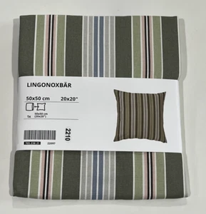 IKEA LINGONOXBAR 20 x 20" Cushion cover, Green, Striped New - Picture 1 of 3