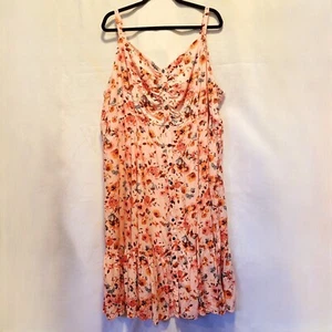 Torrid ärmelloses gesmoktes Challis Midikleid Größe 4 rosa Blumen Empire-Taille - Bild 1 von 10