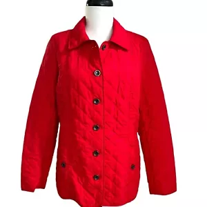 J Jill Quilted Barn Jacket womens S Red Chore Preppy Academia Lightweight - Picture 1 of 13