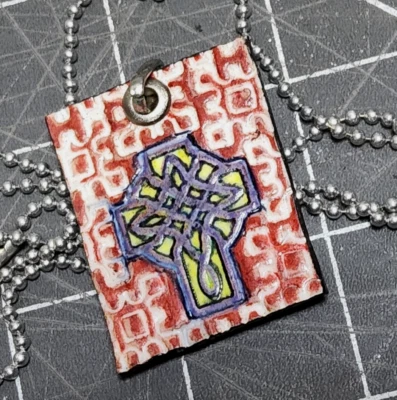 Cruz Celta Hecho a Mano Collar Plástico Vikingo Nórdico Estrella Nubes Textura Arte  Foto 1 de 3