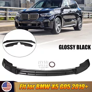 For 2019-UP BMW X5 G05 M-Sport Glossy Black Front Bumper Lip Spoiler Splitter US - Foto 1 di 13