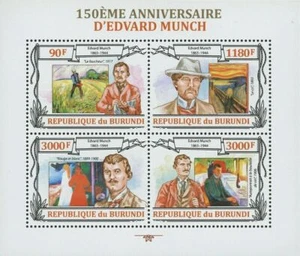 Edvard Munch Le Cri Le Faucheur Rouge et Blanc Art Souvenir Sheet MNH #3108-3111 - Picture 1 of 12