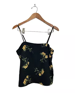 Camiseta sin mangas BP floral mediana espagueti correa ajustable Cottage Fest Boho negra - Imagen 1 de 5