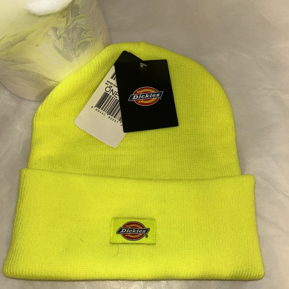 Dickies Men's Acrylic Cuffed Beanie Hat Workwear Yellow One Size - with Tags