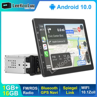 LEEKOOLUU Autoradio de coche único 1 DIN 10.1" Android 11.0 pantalla táctil GPS navegación WIFI BT FM RDS