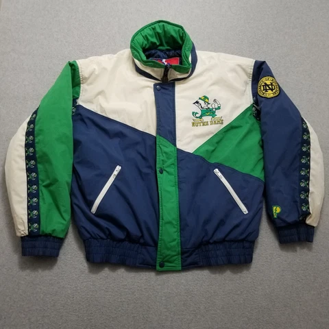 Vintage Notre Dame Fightin Irish Jacket Mens Large Color Block Embroidered RARE Cover
