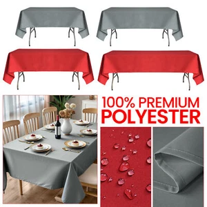 Dining Party Table Cover Cloth – Rectangular Wipe Clean Polyester Tablecloth - Picture 1 of 22