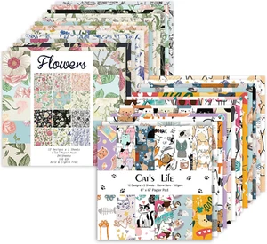 48 Sheets 24 Designs Scrapbook Paper Pad, 6"×6" Single-Sided Decopodge Craft Pap - Picture 1 of 9