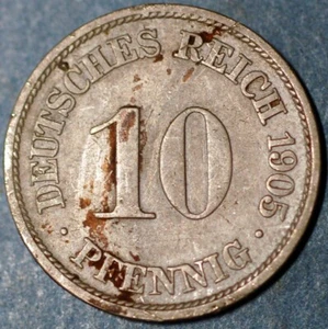Germany Empire 10 Pfennig 1905 F Wilhelm II KM# 12 - Picture 1 of 2