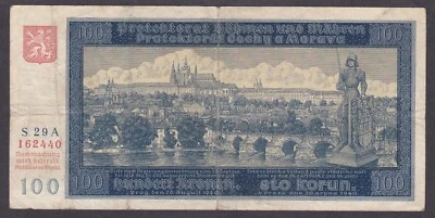 [CIR] 1940 Bohemia & Moravia 100 Korun P-6a 162440 [006-3] - Image 1 of 2