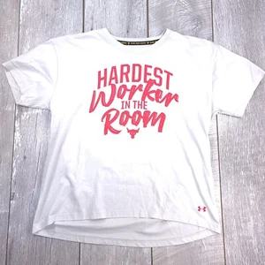 Under Armour Womens Hardest Worker Shirt Size Large Beige Project Rock Top - Picture 1 of 9