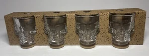Circleware Skull Face Clear Whiskey Shot Glasses  1.75 oz Set of 6 BRAND NEW - Picture 1 of 5
