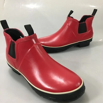 Baffin Pond 9 Red Rubber Chelsea Ankle Rain Boots Waterproof NEW - Image 1 of 4