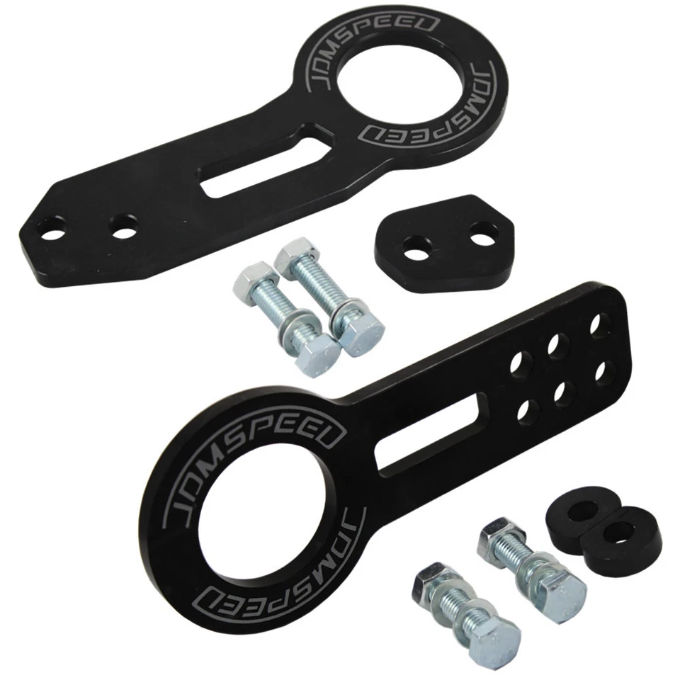 Kit de gancho de remolque trasero delantero de carreras de aluminio JDMSPEED Billet negro CNC JDM anodizado Foto 1 de 1