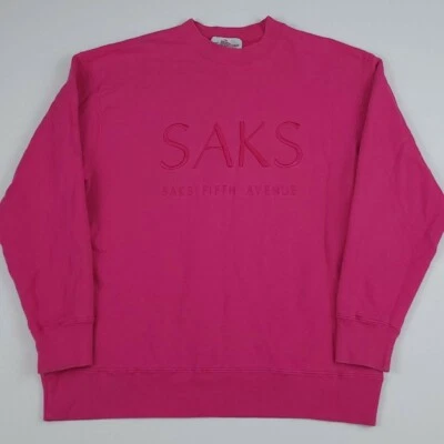 Sudadera De Colección Años 90 Saks Fifth Avenue Bordada Spellout Rara Rosa Hecha en EE. UU. Foto 1 de 4