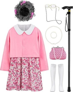 Old Lady Costume for Kids 100 Days of School Costume for Girls Grandma Accessory - Picture 1 of 6