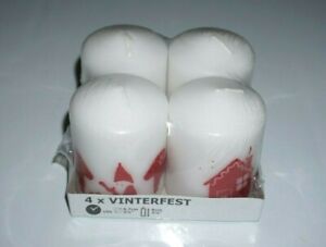 IKEA Vinterfest Unscented Candle White Set of 4 Wide 3" Candles 704.330.57