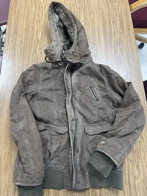 Abrigo Chaqueta BKE Hebilla Mujer Cuero Marrón Imitación Cremallera Completa Con Capucha Mediano Foto 1 de 4