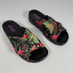 Alegria Floral Adjustable Slide Sandals Black Women Size 9.5-10 EU 40 - Picture 1 of 9