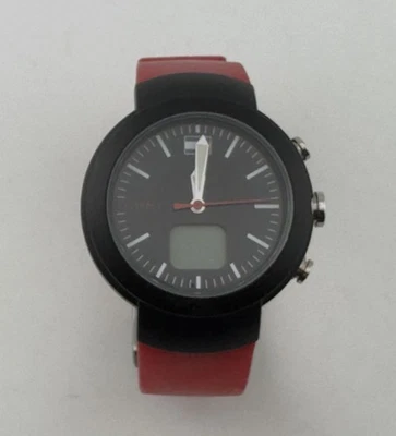 Tommy Hilfiger T00097 Sport Watch 35mm Black w Red Silicone Strap WR 99ft Womens - Image 1 of 4