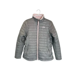 The North Face Reversible Mossbud Fleece Lightweight Jacket Pink Grey Girls XL - Picture 1 of 7