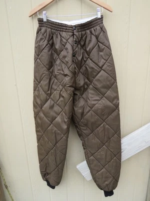 Vtg Quilted Pants Hunting Liner Lightweight Thermal Brown 26-30 Waist L - Image 1 of 4