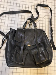 All Saints ALLSAINTS Rucksack weiches schwarzes Leder verdeckte Tragetasche Handtasche Tasche - Bild 1 von 13