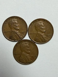 1942P  1942D and 1942S Lincoln Wheat Cents Very Nice Coin 1125 - Picture 1 of 1