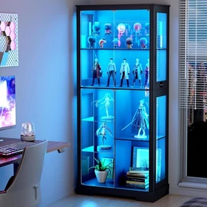 Minifigures Display Case 7 Tier 71" LED Light Figure Collectibles Glass Cabinet - Picture 1 of 13