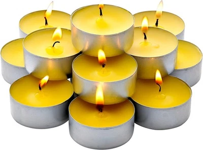 Bulk Pack - 60 Citronella Tealight Candles - Summer 4 hour, Yellow  - Image 1 of 4