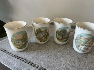 4er Set Vintage Currier und Ives Vier Jahreszeiten Tasse Becher Kaffee Tee Sammlerstück - Bild 1 von 5
