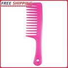 Large Wide Tooth Comb Resin Anti-static Hole Handle Grip Hairbrush (Pink)