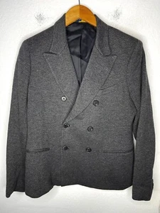 $398 Polo Ralph Lauren 12 Double Breast Blazer Jacket Grey Herringbone Tweed XL - Picture 1 of 8